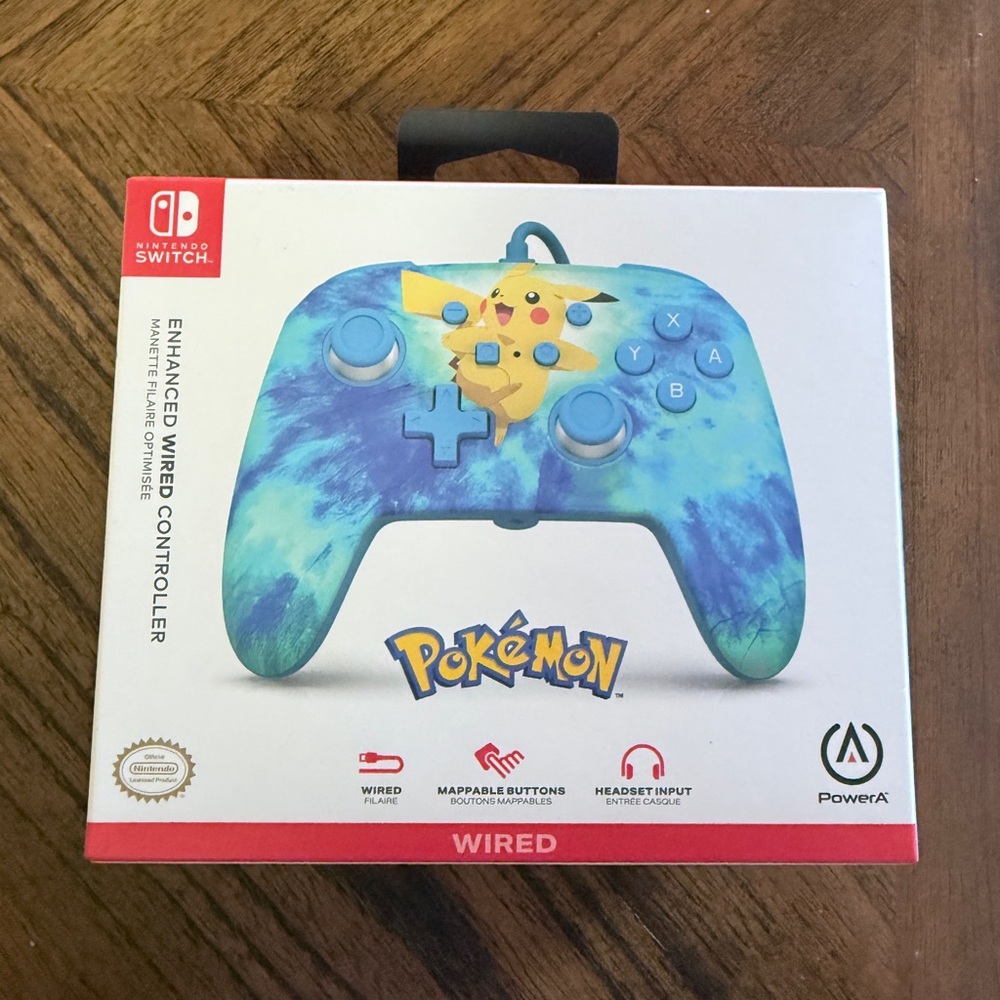 Pokémon Pikachu Blue Tie-Dye Wired Controller for Nintendo Switch